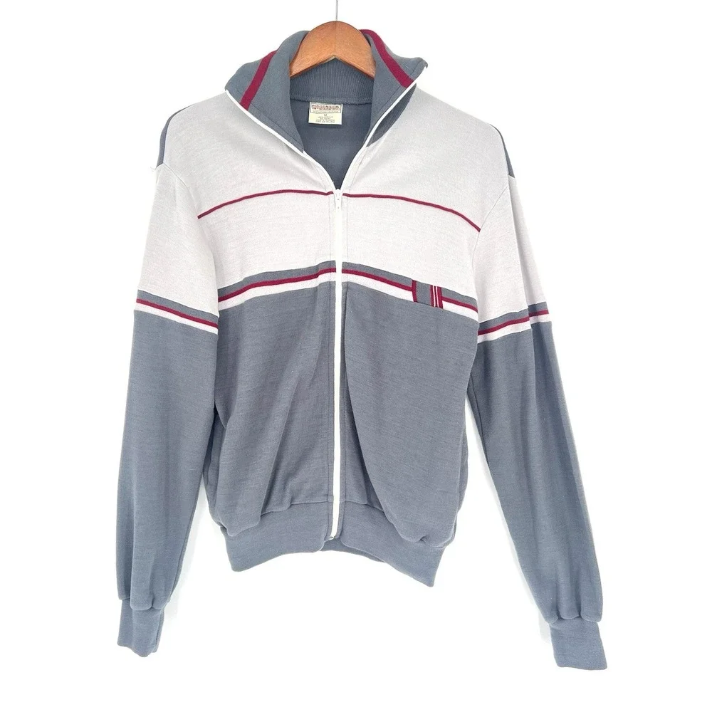 Vintage Retro 80's McGregor Track Tennis Full Zip Jacket RN 58992 Gray Medium